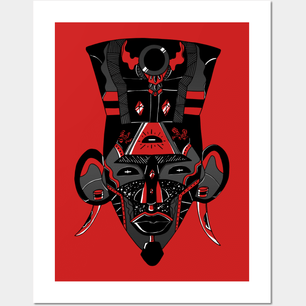 Black and Red African Mask 6 Wall Art by kenallouis